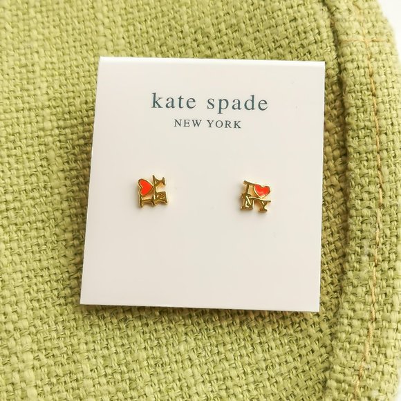 BRAND NEW Kate Spade I Love Ny Stud Earrings in Gold